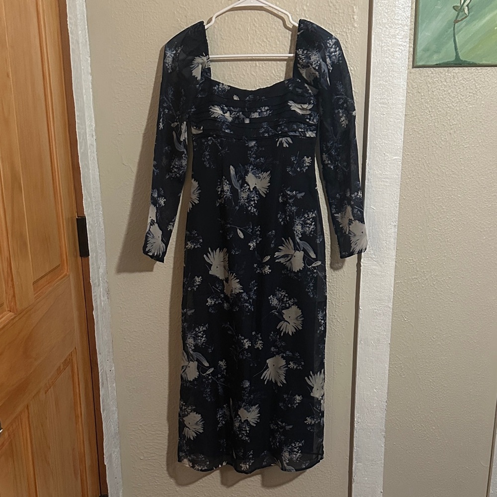 Abercrombie & Fitch Navy Floral Long Sleeve Dress